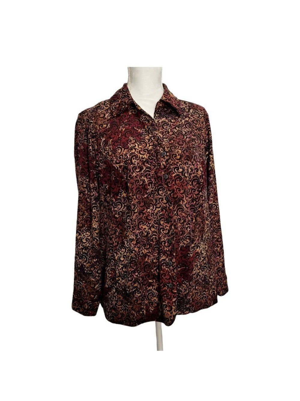 𝅺cj Banks Shirt Jacket Size 1X Multicolor Shacket Collared Long Sleeve